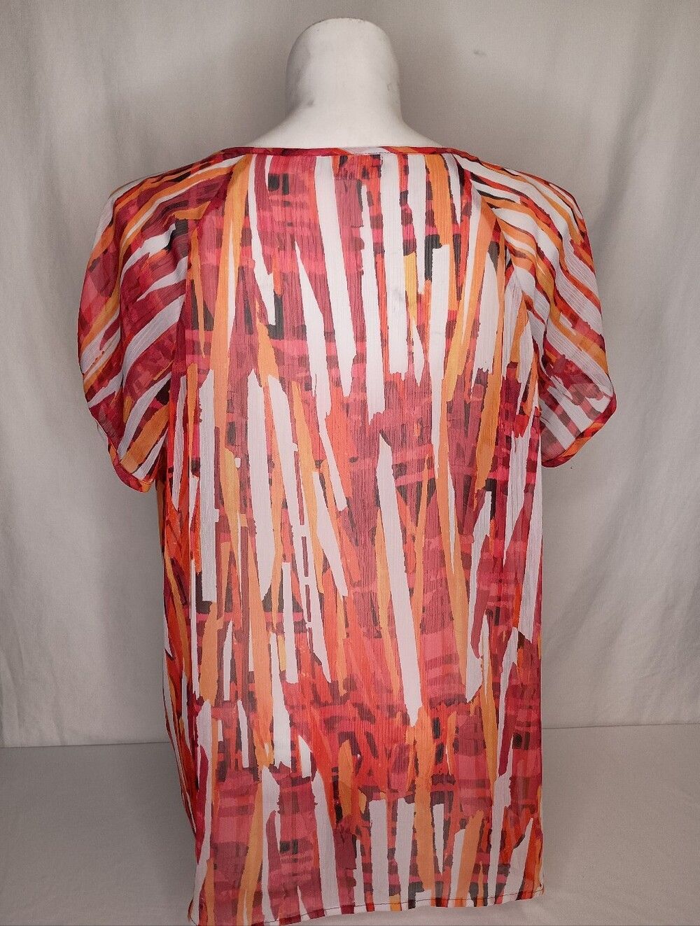 Women's Size 2X Plus Size SHEER Geometric Print Pullover Blouse Summer - Picture 6 of 9